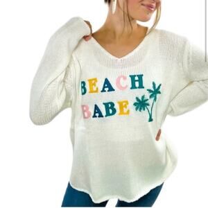 Simply Southern Beach Babe Sweater Size S/M Lightweight Knit Travel Slouchy